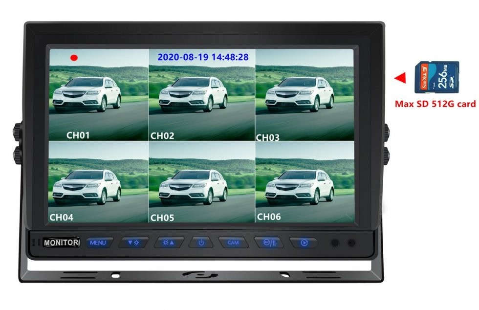 monitor cofania samochodu - karta SD do 512 GB