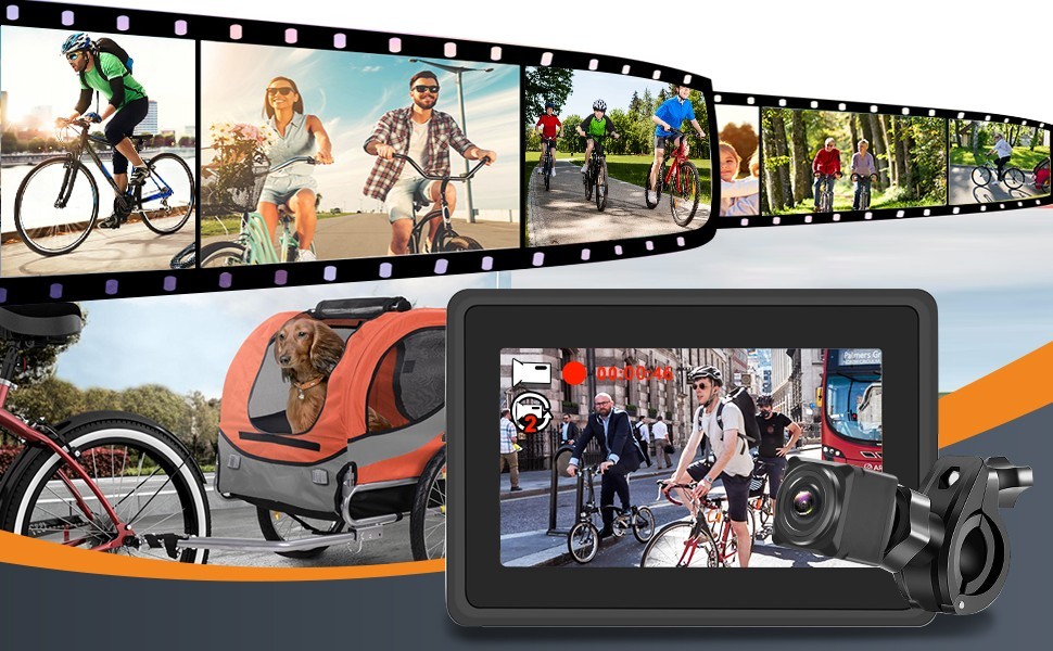 Kamera tylna do roweru (roweru) z monitorem z możliwością nagrywania