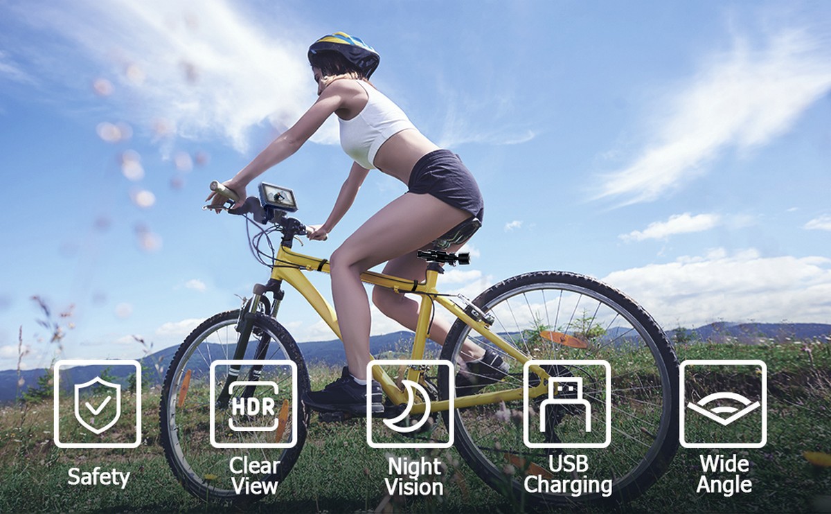 rowerowa kamera bezpieczeństwa z monitorem