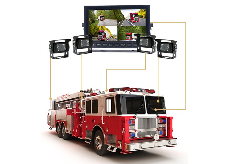 wodoodporny monitor cofania i parkowania z kamerą wozu strażackiego