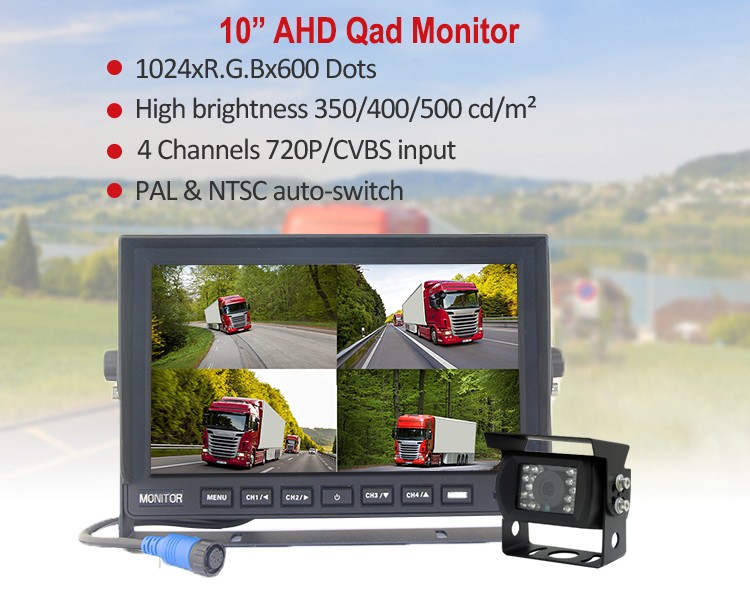 10-calowy monitor i zestaw 3 kamer HD