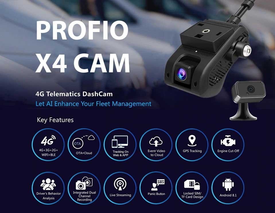 podwójny system kamer samochodowych w chmurze profio x4 z GPS