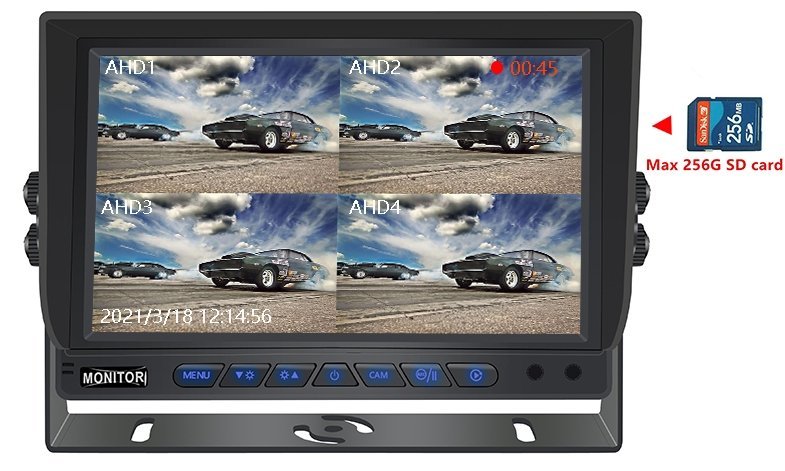 hybrydowy 7-calowy monitor samochodowy - obsługa karty sd 256 GB