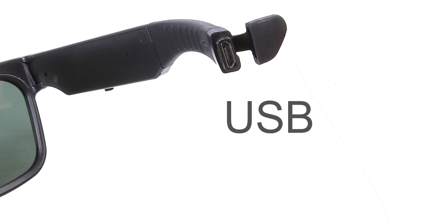 okulary z kamerą dyskretne nagrywanie - ukryty port USB