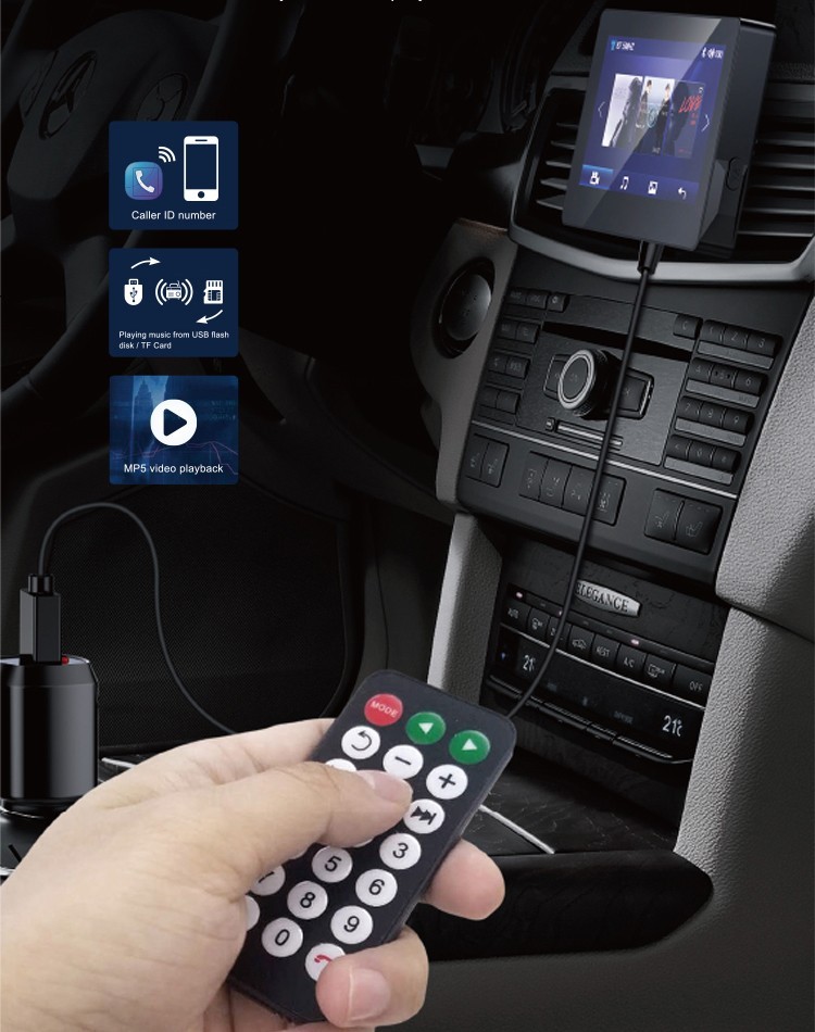 monitor samochodowy z nadajnikiem fm i wideo w trybie głośnomówiącym