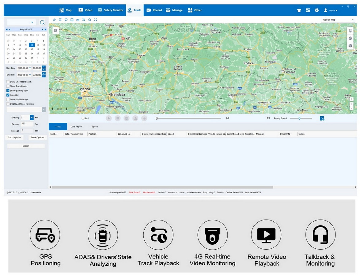 rejestrator samochodowy - platforma CMVS PROFIO X7